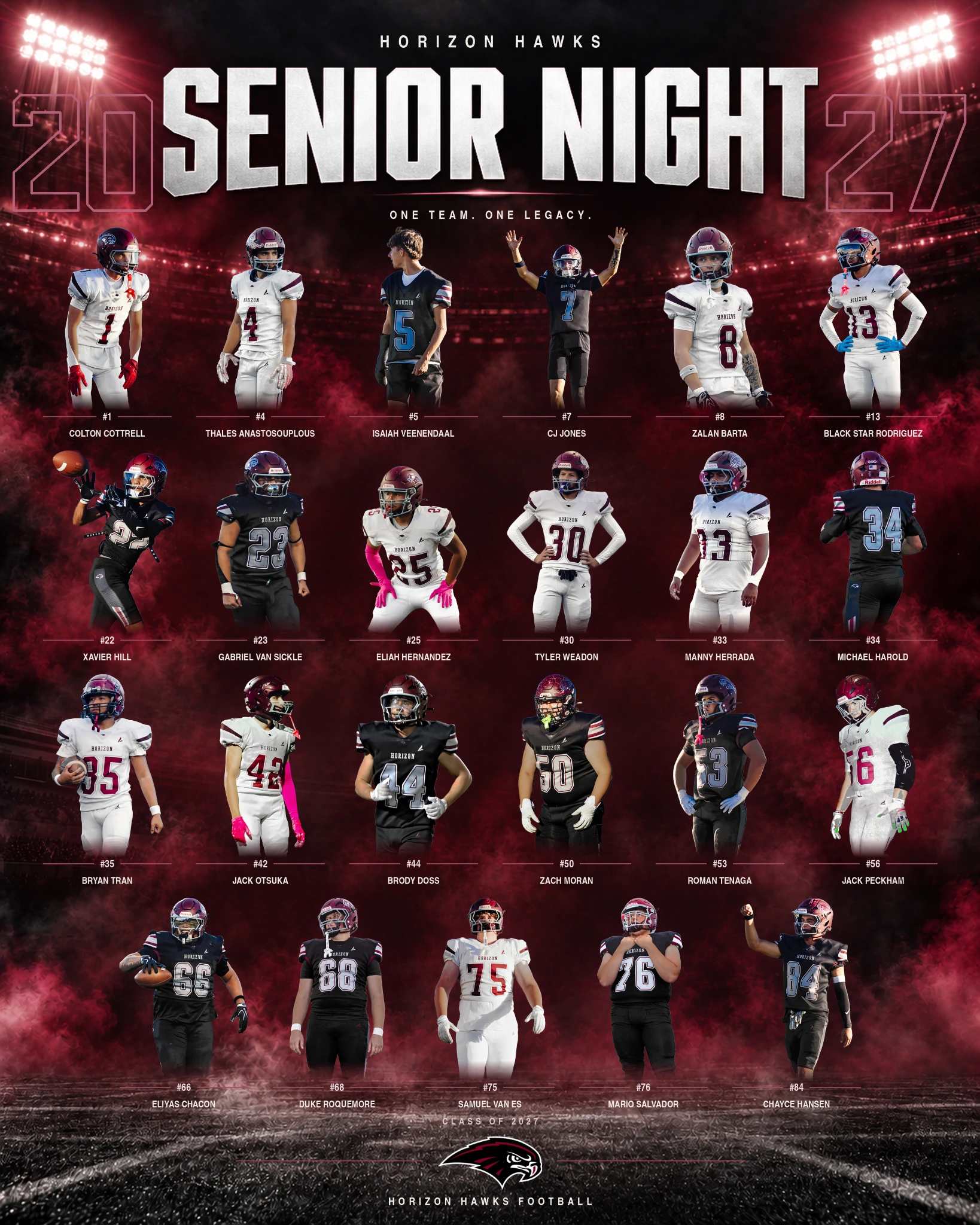 Horizon Hawks football Senior Night flyer